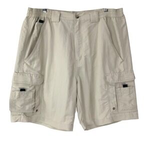 World Wide Sportsman Beige Cargo Shorts 36 Button Zip Fly Multi-Pocket Utility